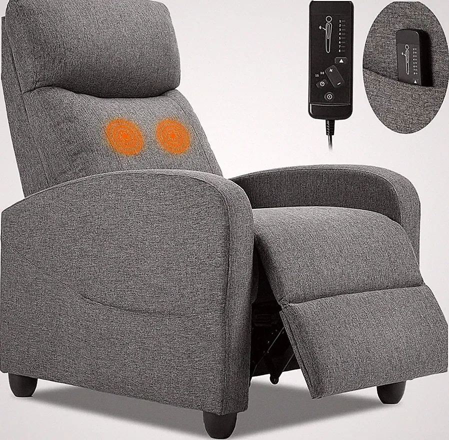 Fabric Modern Massage Recliner Chair with Lumbar Support Home Theater Seating