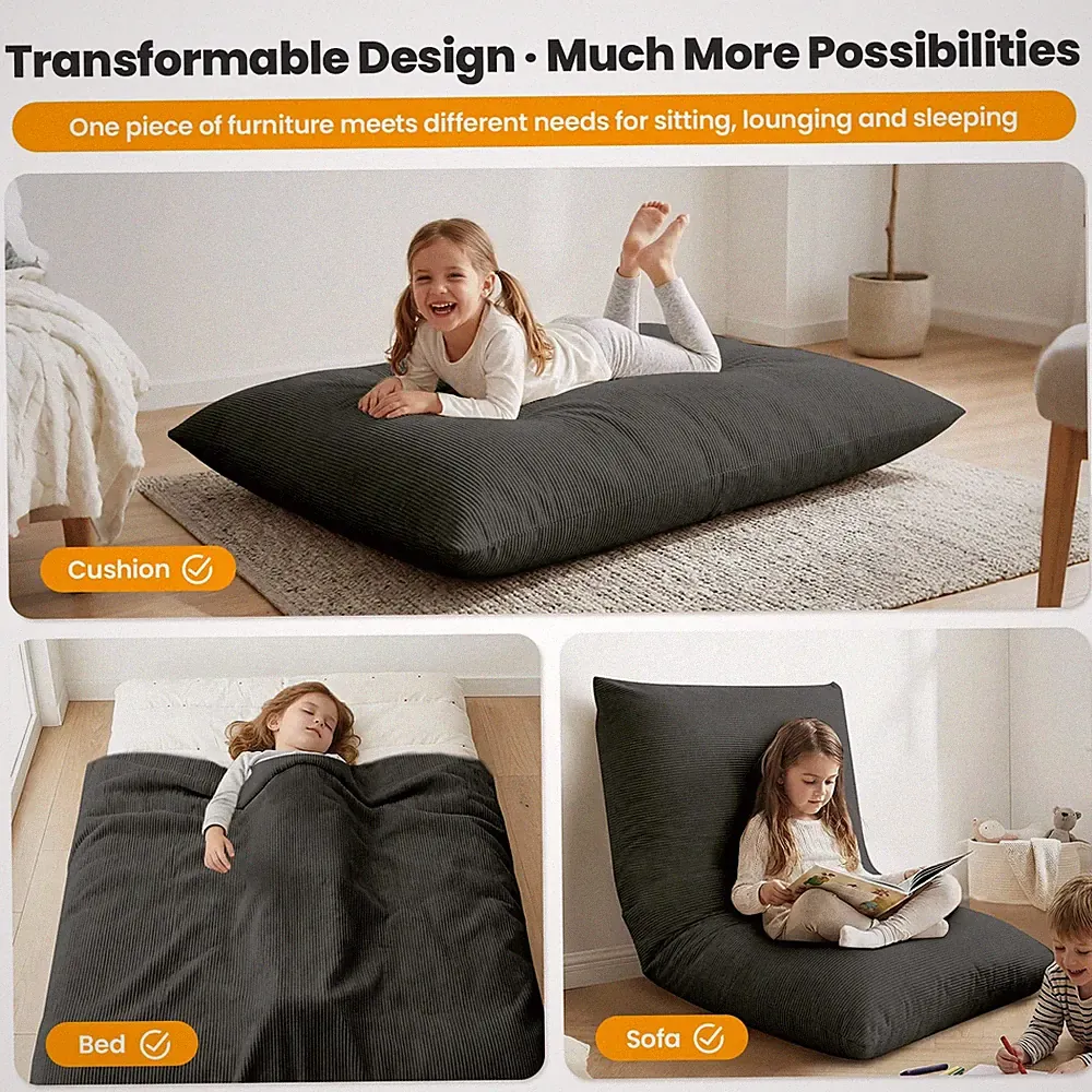 Folding Floor Lazy Sofa Seat Cushion Chair Lounger Couch Recliner Sleeping Bed