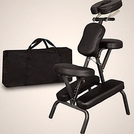 Folding PU Leather Pad Travel Tattoo Spa Salon Massage Chair Black Portable