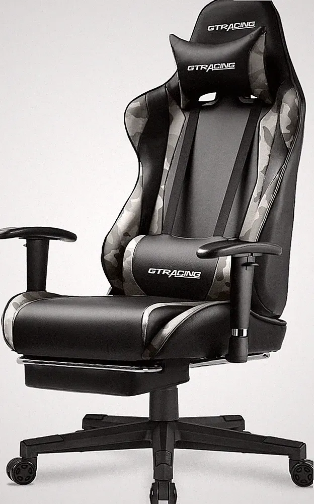 Gaming Chair with Footrest, Ergonomic Computer Game Desk Chair, Reclining Gamer