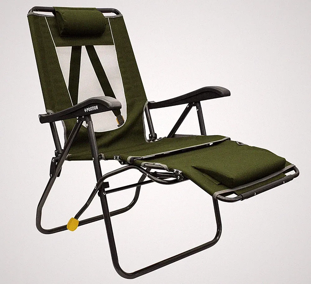 GCI Outdoor Legz Up Lounger Folding Reclining Camping Chair Heathered Loden
