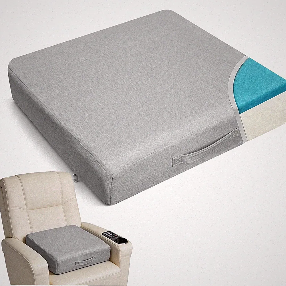 Gel Memory Foam Recliner Cushions for Elderly 19.7x19.7x4.7inch Dual-Layer Ge...