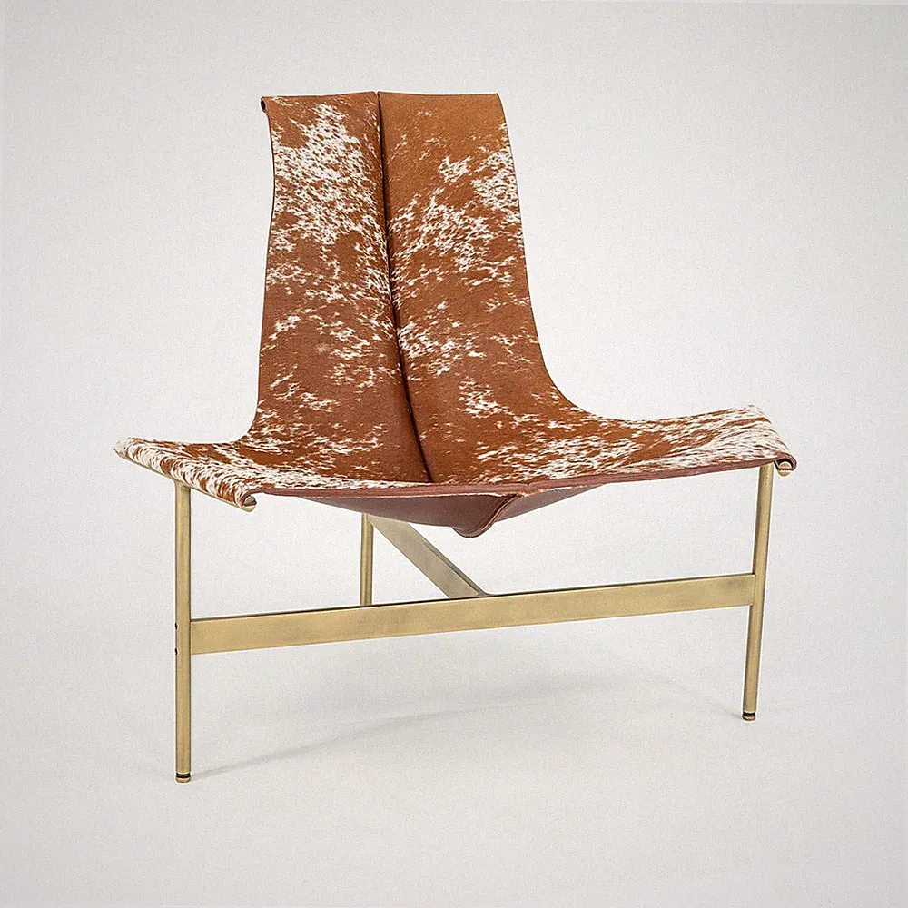 Gratz Industries Laverne TG-15 Sling Lounge Chair Hair on Hide with Bronze Frame