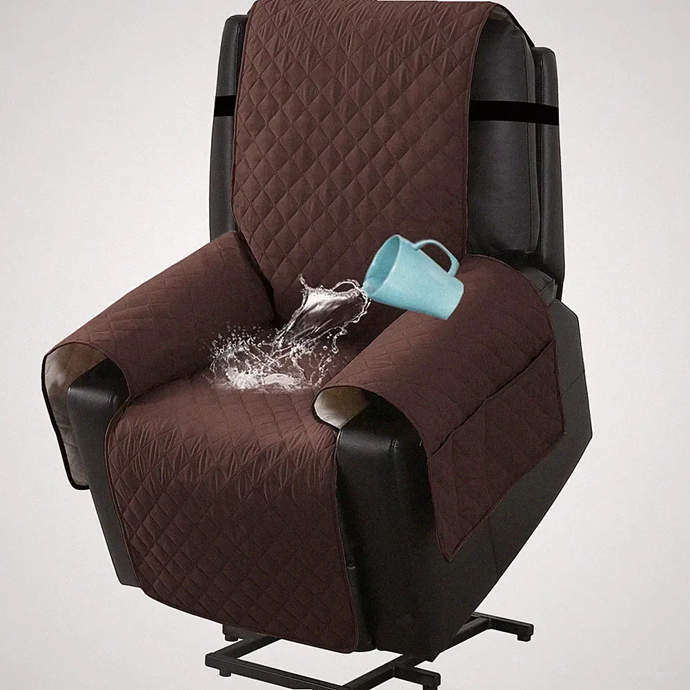 H.VERSAILTEX 100% Waterproof Power Lift Recliner Chair Cover Non Slip Brown