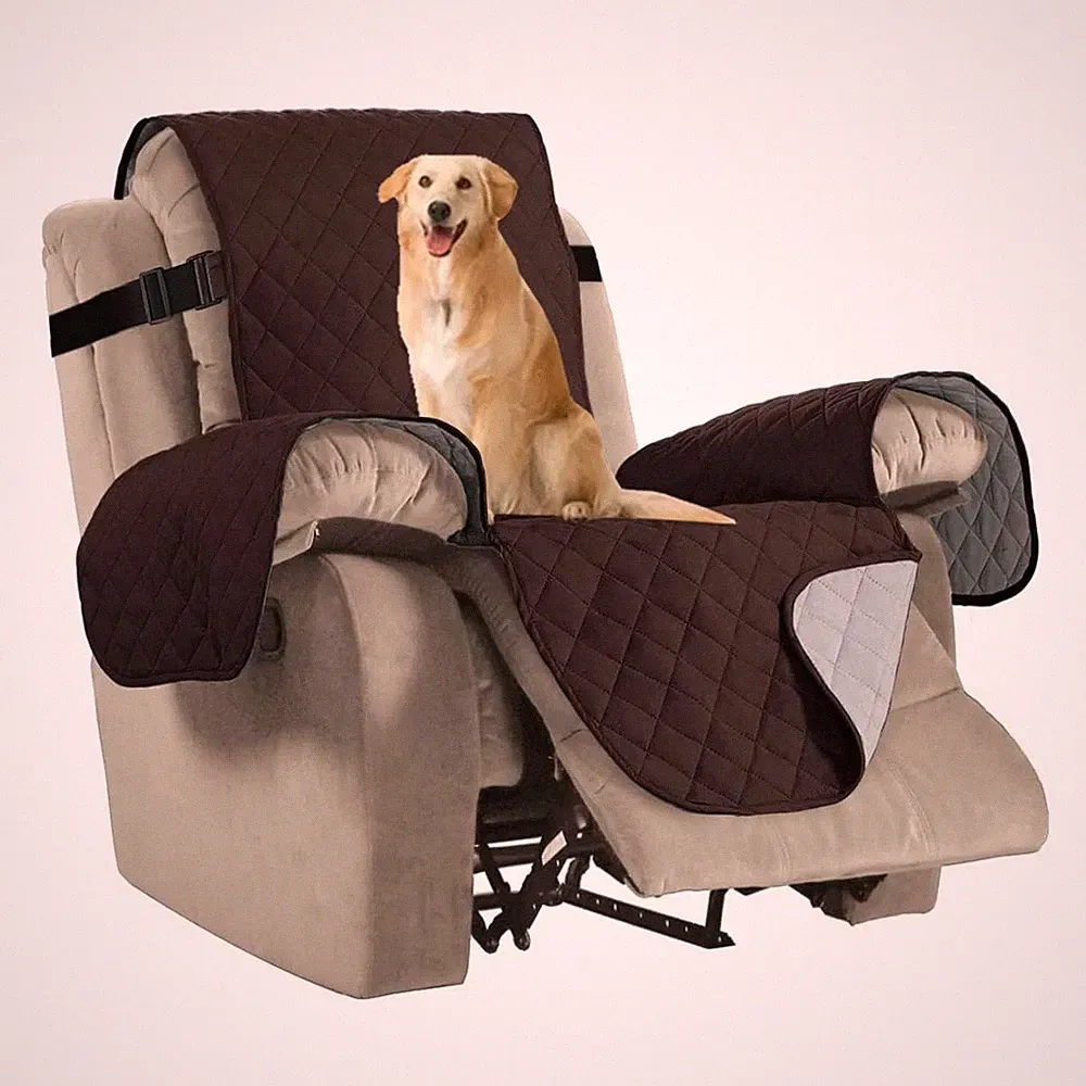 H.VERSAILTEX Reversible Quilted Recliner (79" x 68"), Brown/Beige