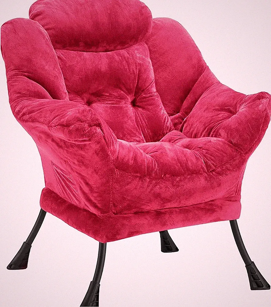Halituny Fabric Lazy Chair for Adults, Oversized Rose Red