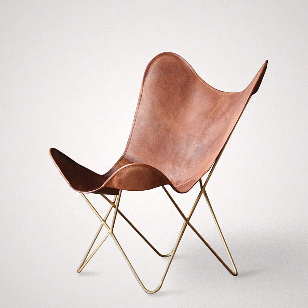 Handmade Vintage Classic Buffalo Leather Butterfly Chair Lounge Relax Arm Chair