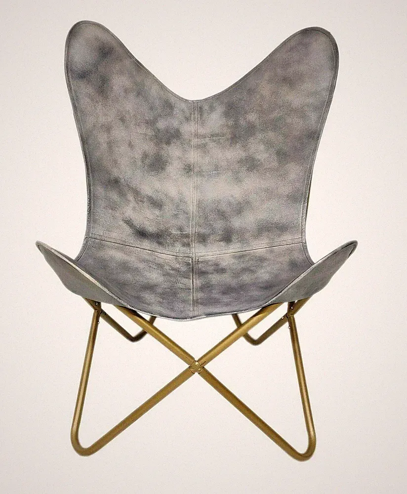 Handmade Vintage Leather Butterfly Chair Luxury Lounge Accent Home Decor