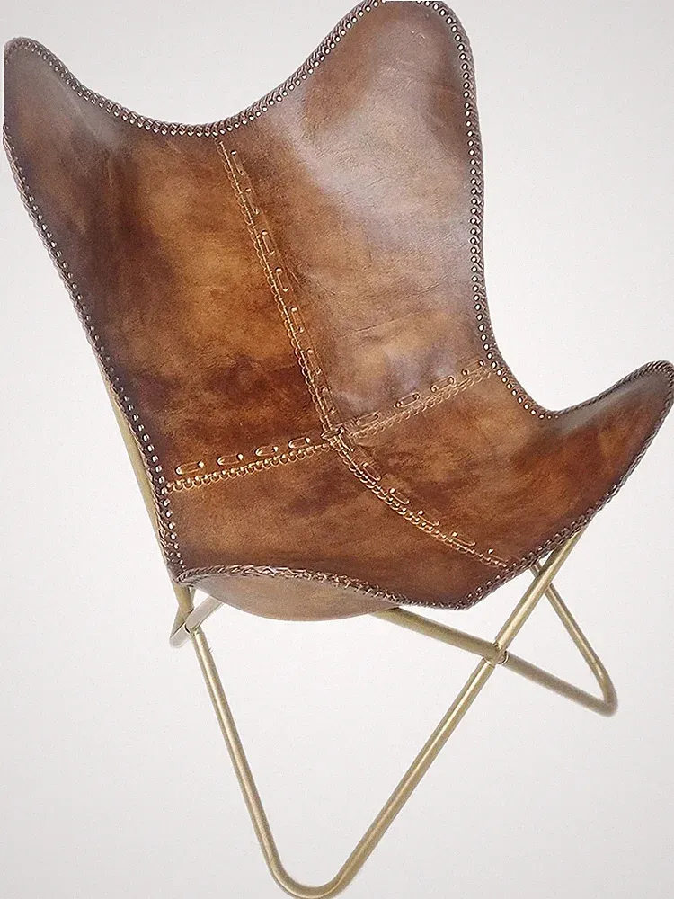 Handmade Vintage Leather Butterfly Chair, Mid Century Modern BKF Lounge Chair P