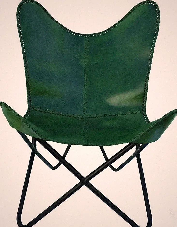 Handmade Vintage Real Green Leather Home & Office Relaxing Comfortable ArmChair