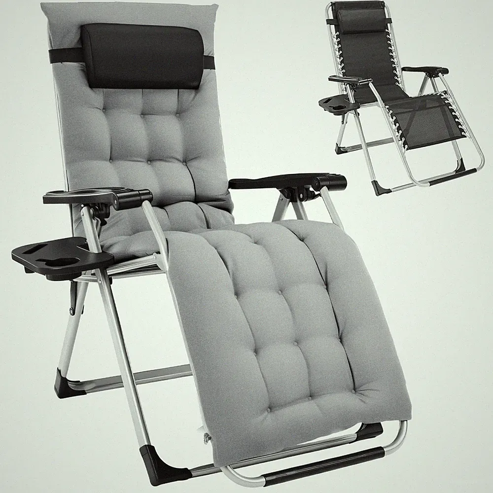 Heavy-Duty Folding Recliner with Adjustable Backrest, Detachable Cushion