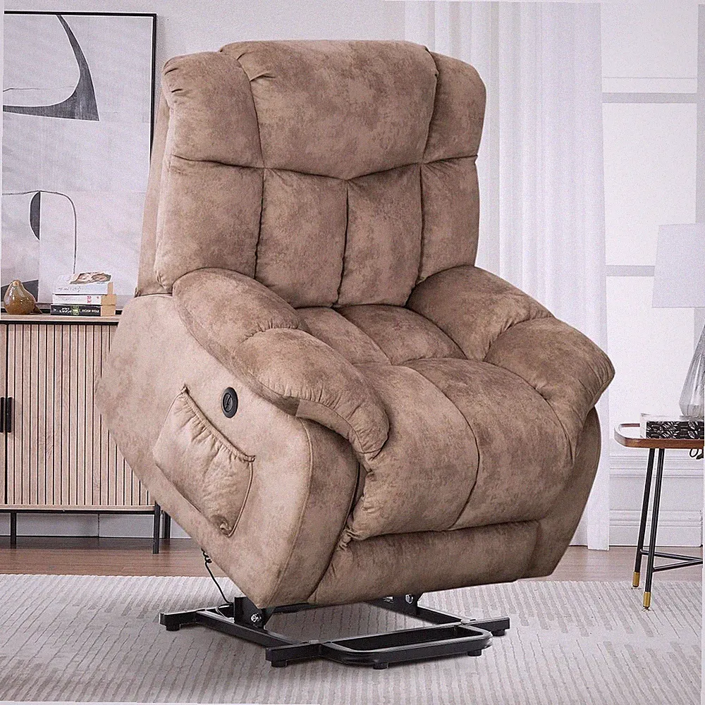 Heavy Duty Power Lift Recliner Chair for Elderly - Light Tan, Safe & Comfortable