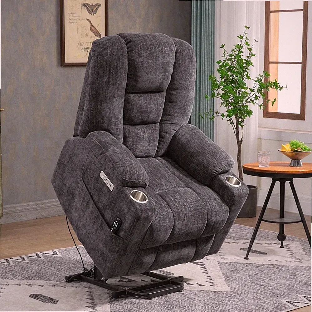 High-quality Chenille Fabric Large Overstuffed Wide Power Lift Recliner Chair