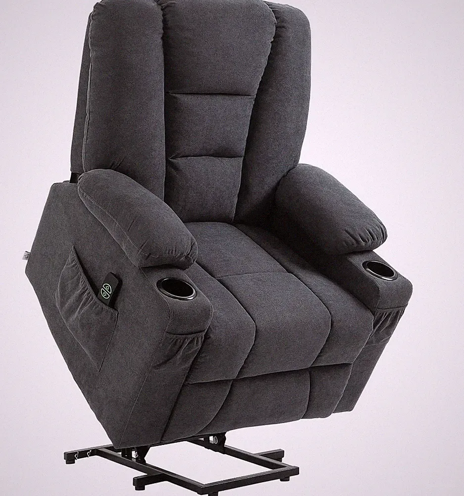 HOMCOM Electric Riser Recliner Armchair， Oversized Chair with Cup Holder & Side