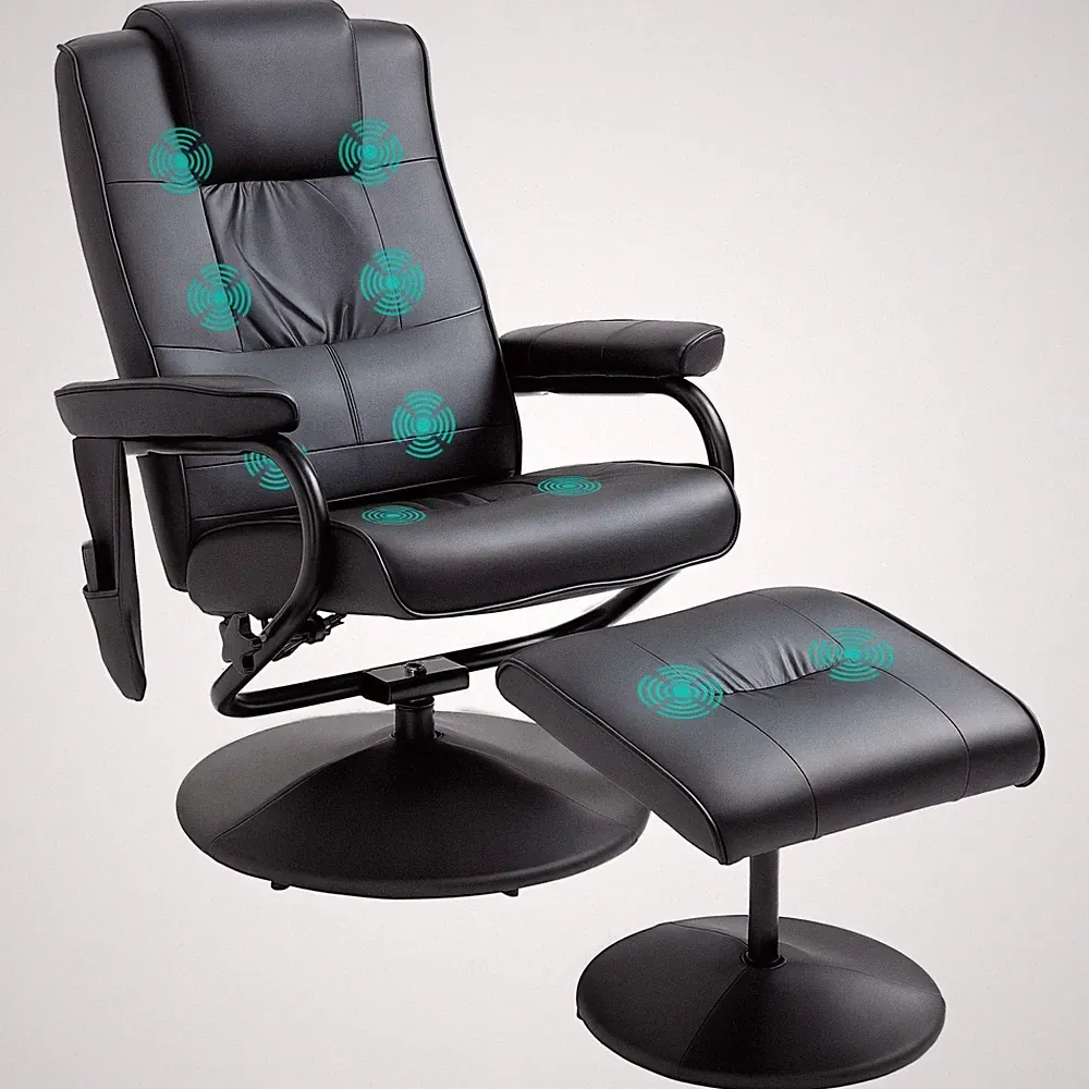 HOMCOM Massage Recliner Chair Cushioned Ottoman 10 Point Vibration Black