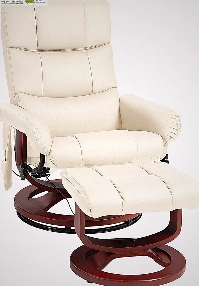 HOMCOM Massage Recliner Chair with Ottoman, Swivel Recliner and Footrest, Faux L
