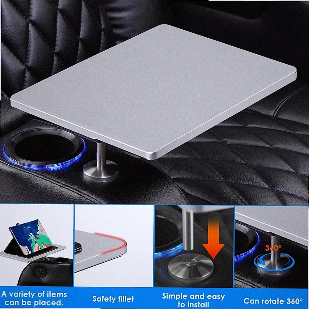 Home Theater Swivel Tray Table WITH CUP HOLDER for Wei lianda Home Theater Grey