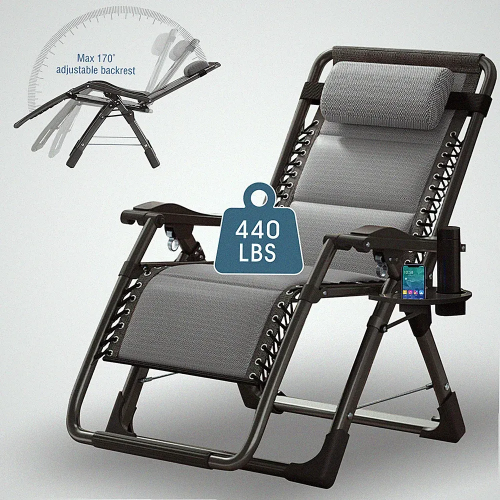 Ice Silk Zero Gravity Chair, Folding Portable Reclining Lounge Chair & Headrest