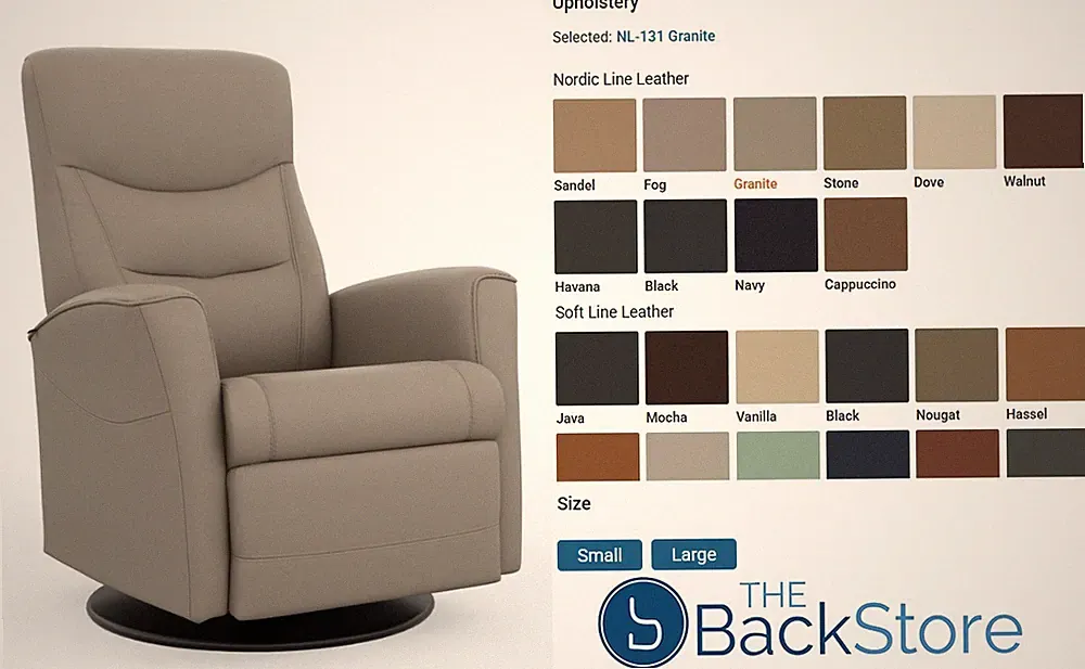 Large Fjords Oslo Swing Relaxer Power Electric Recliner Chair Granite Leather