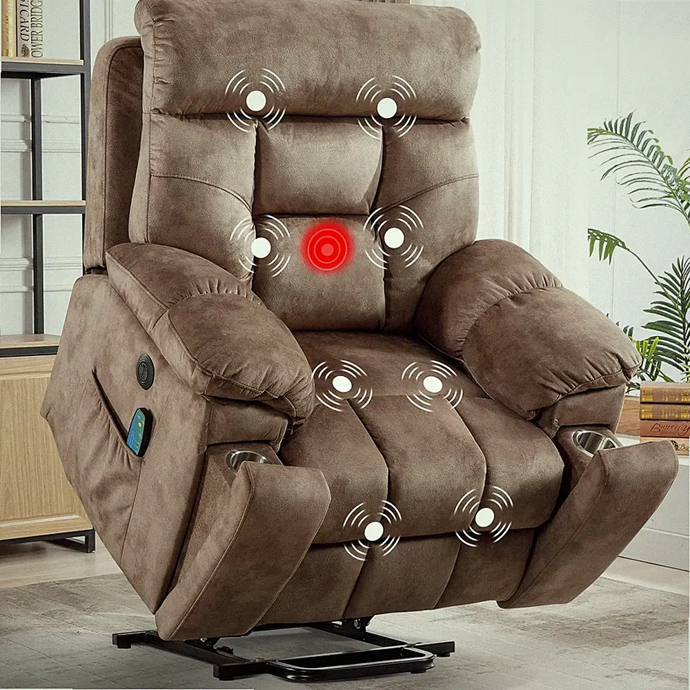 Large Power Lift Recliner Chair with Massage and Heat for Elderly Big and Tall P