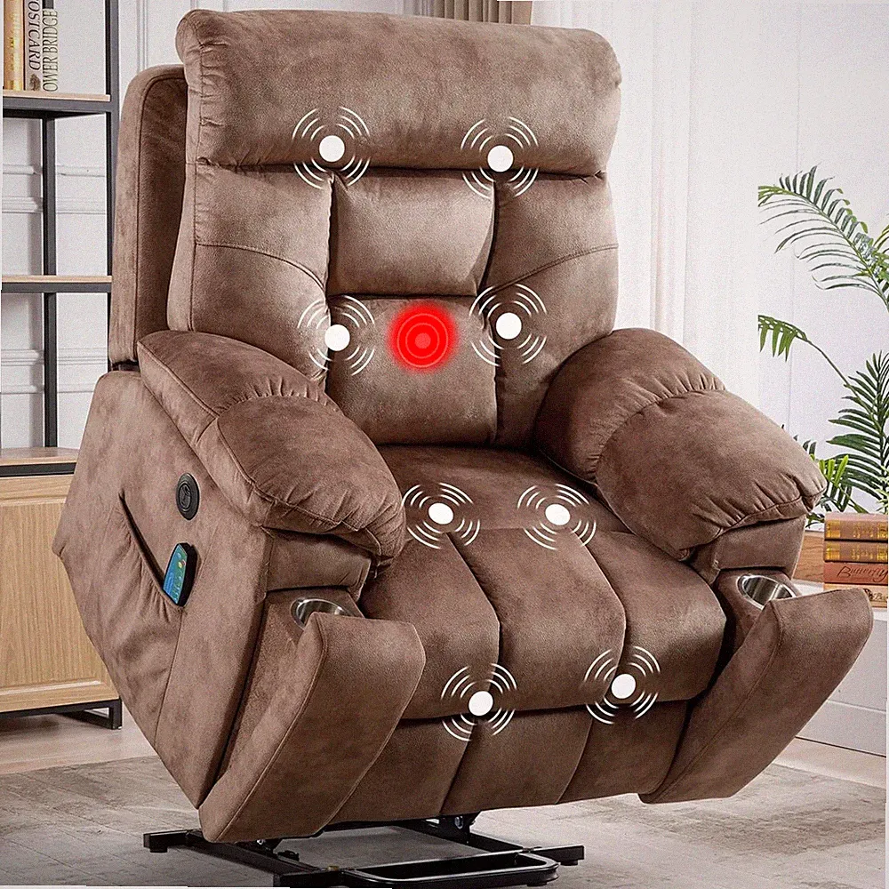 Large Power Lift Recliner Chair with Massage and Heat for Elderly Big and Tall P