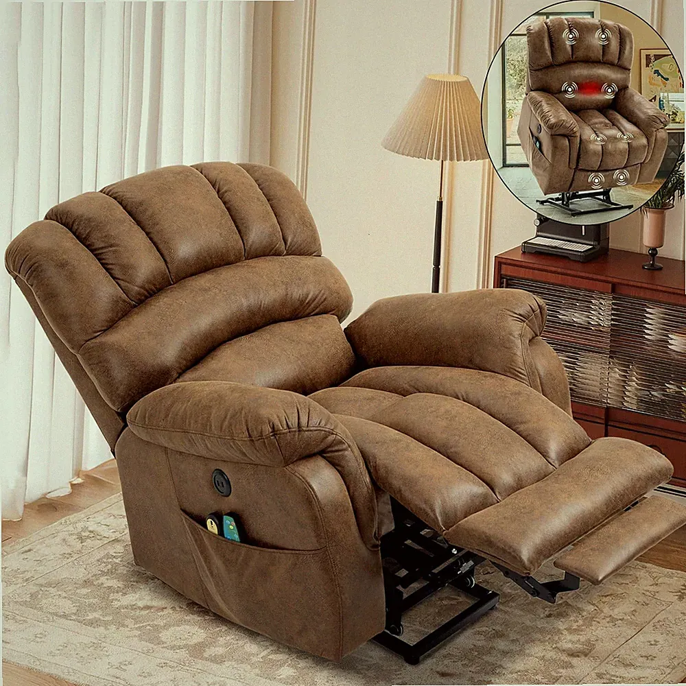 Large Power Lift Recliner for Elderly Big Tall w/ Extended Footrest Massage Heat
