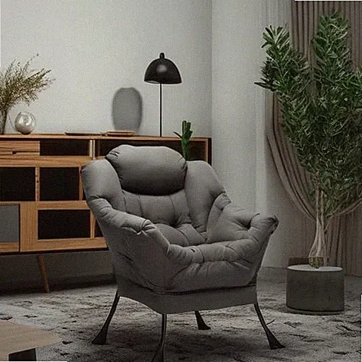 Lazy Chair with Armrest and Side Pocket, Comfy Accent Lounge Chair,Leisure So...