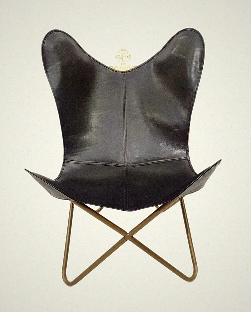 Leather Butterfly Chair BKF Design Black Lounge Armchair Retro Mid Century P