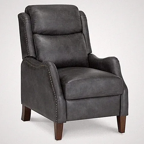 Leather Pushback Recliner Faux Armchair with Rivet Decoration Single 1 PCS Grey