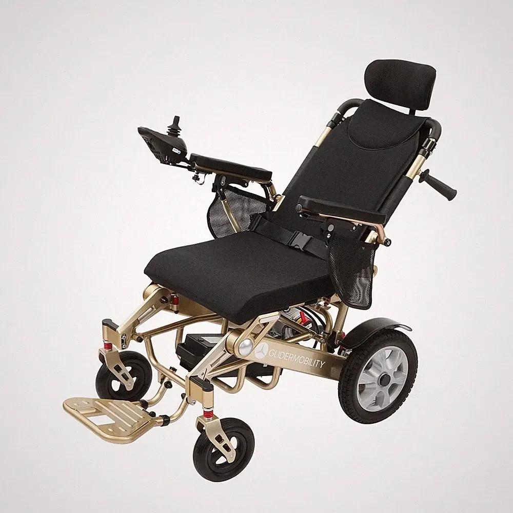 Lightweight Electric Wheelchair AutoFolding Manual Recline Aluminium Powerchair