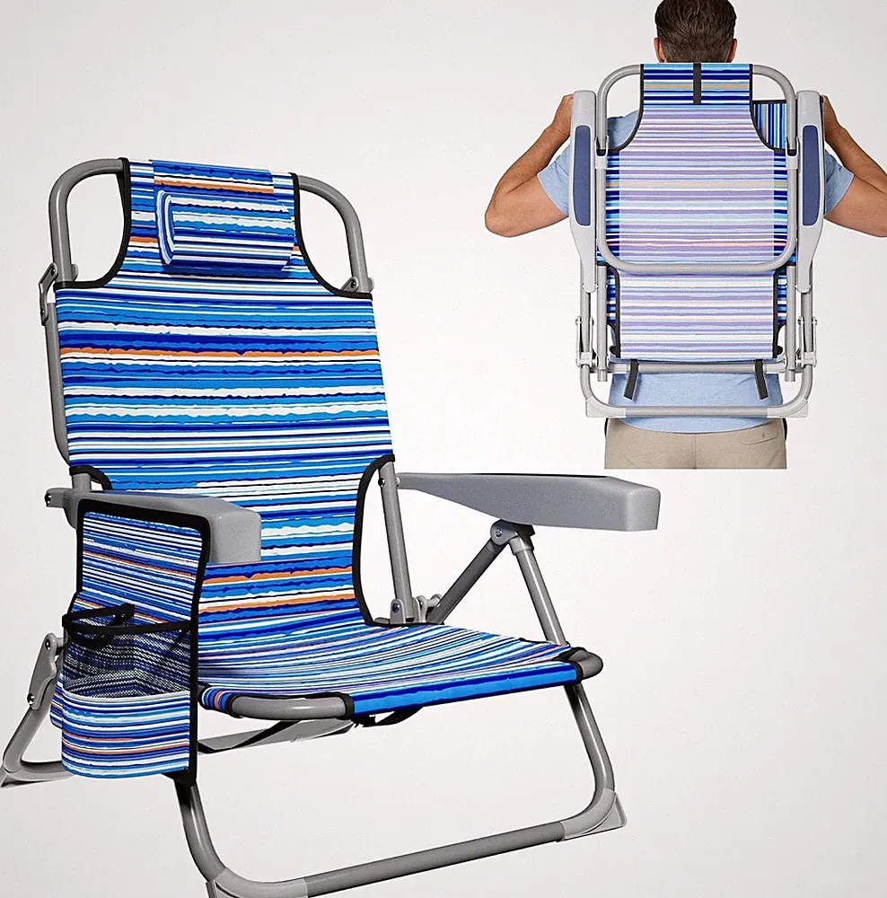 Lightweight Portable Beach Chair for Adults, 350 LBS Capacity Backpack Beach Cha