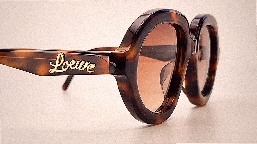 Loewe LW40105F Havana Brown Sunglasses Women's Oversized Gold Logo DesignerLoewe