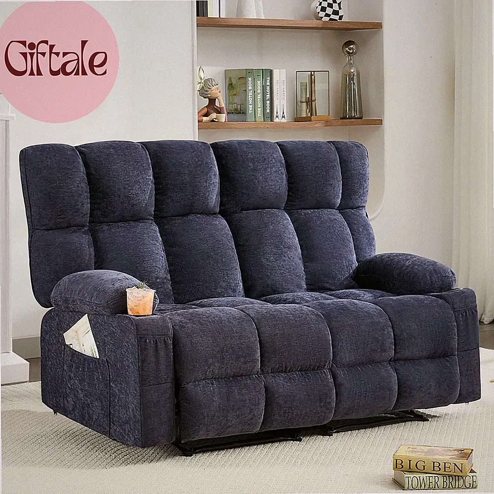 Loveseat Recliner Sofa, Big Large Reclining Sofa with Cup Holders & Side Pockets