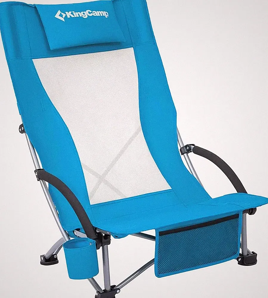 Low Beach Chair, High Back Folding Camping Chair for Adults, Oversized Breathabl