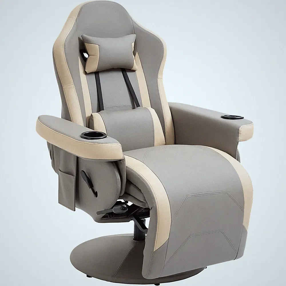 Manual Recliner Armchair PU Sofa Chair w/ Adjustable Leg Rest & 135° Reclining