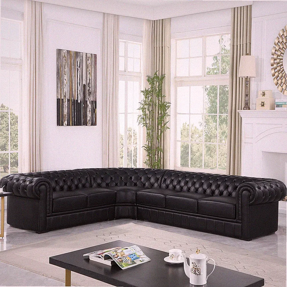Manual Reclining Sectional Sofa Set Leather Recliner Corner Sectional Couch Sofa