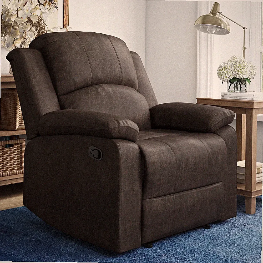 Manual Standard Recliner Arm Chair Big And Tall Brown Microfiber Lounger Seat