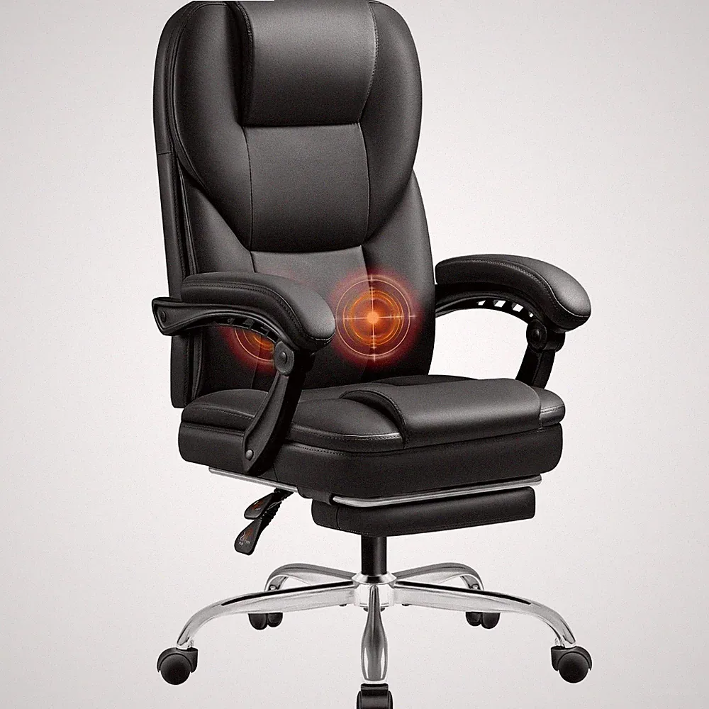 Massage Big and Tall Executive Chair with Footrest and Lumbar Support, 400LBS...