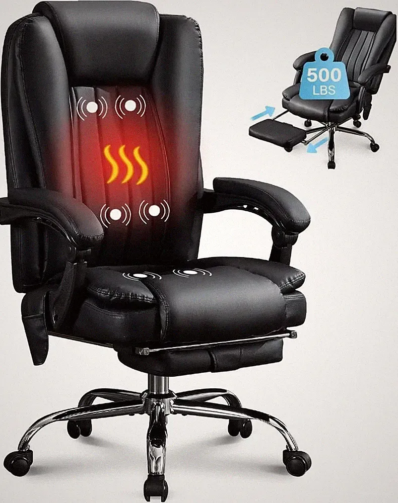Massage Office Chair with Foot Rest for Heavy People 500lbs Big and Tall Office