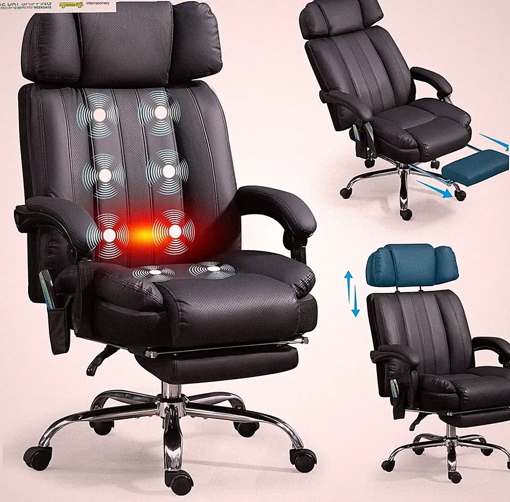 Massage Office Chair with Heat and 8 Vibration Points Big and Tall Executive Off