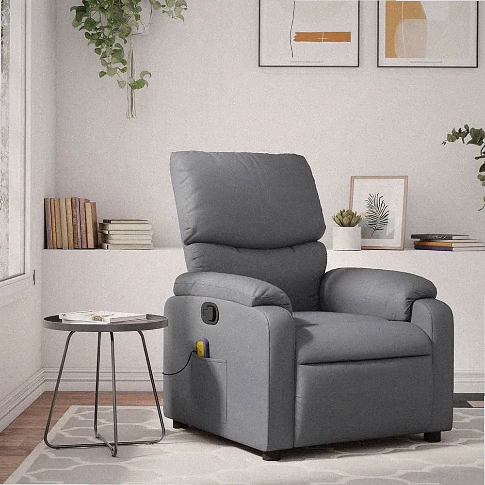 Massage Recliner Chair Gray Faux Leather