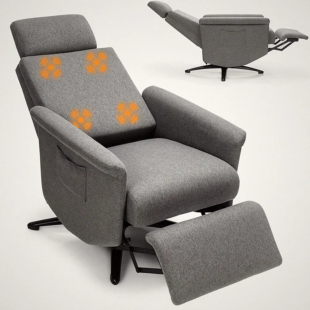 Massage Recliner Chair Swivel Reclining Sofa Lounge Heating & Vibration Function