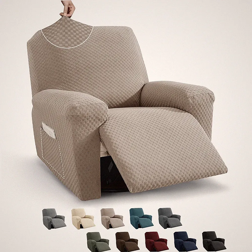 MAXIJIN Newest Recliner Slipcovers for Living Room 4 Pieces Stretch Jacquard