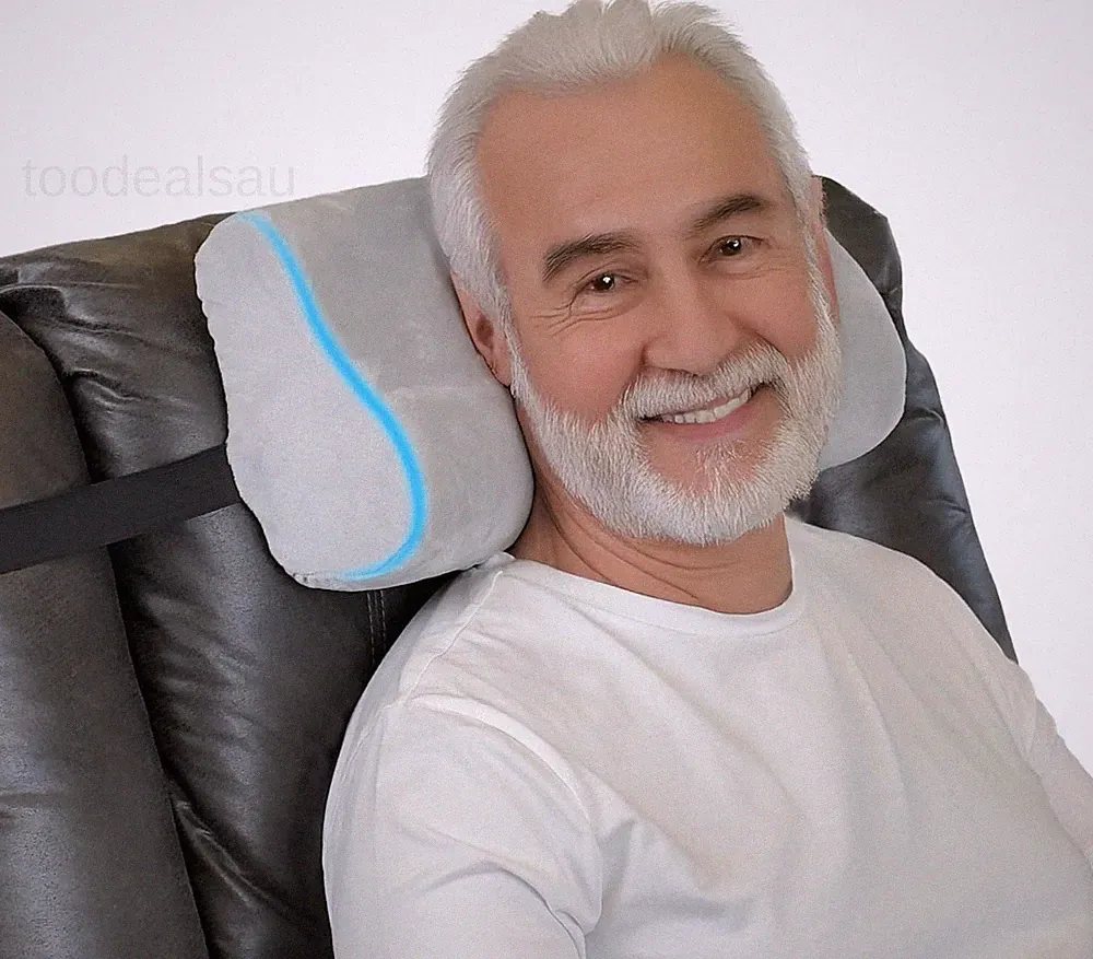 Memory Foam Headrest Pillow for Recliner – B-Shaped Neck 15.75x7.87, Ash Gray