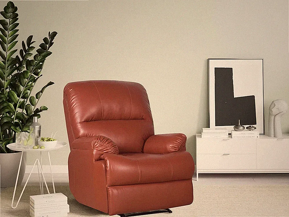 Molly Manual Recliner In Leatherette Comfortable Seating Area Brown elegant