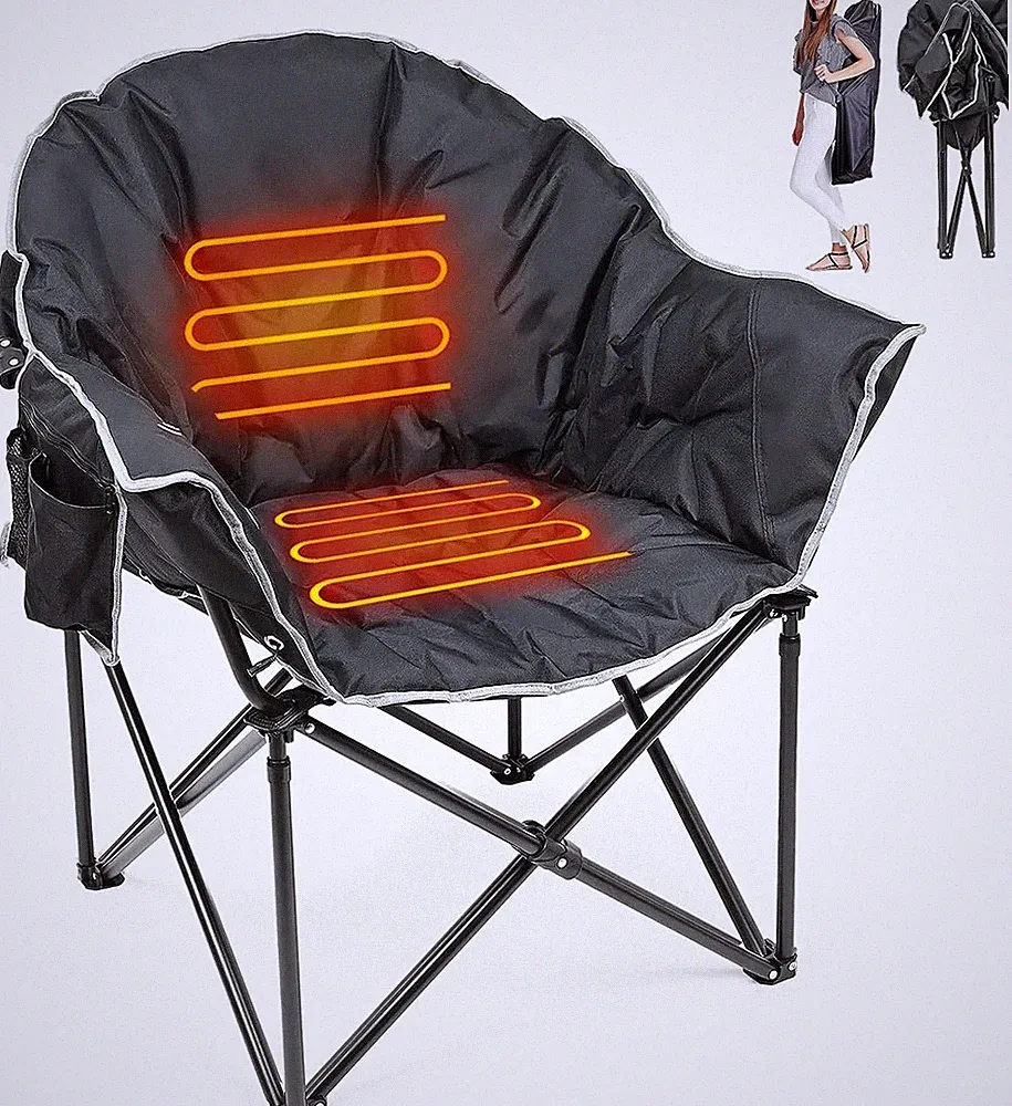 NAIZEA Heated Oversized Camping Chair Heavy Duty for Adults 500 LBS Padded Chair