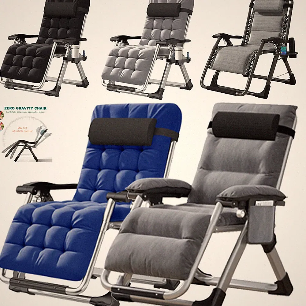 NAIZEA Outdoor Padded Lawn Recliner Zero Gravity Chair Folding Chaise Chairs&Mat