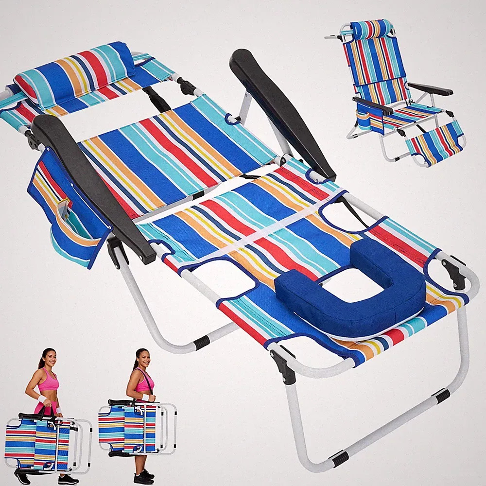 NAIZEA Tanning Chair 5-Position Adjustable Reclining Beach Lounge Chair Sun Cot