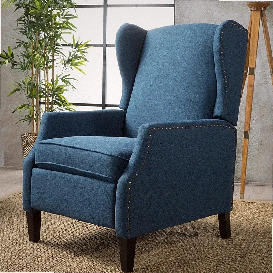 Navy Blue Wingback Accent Club Recliner Chairs Armchair Recliners Arm Chair New