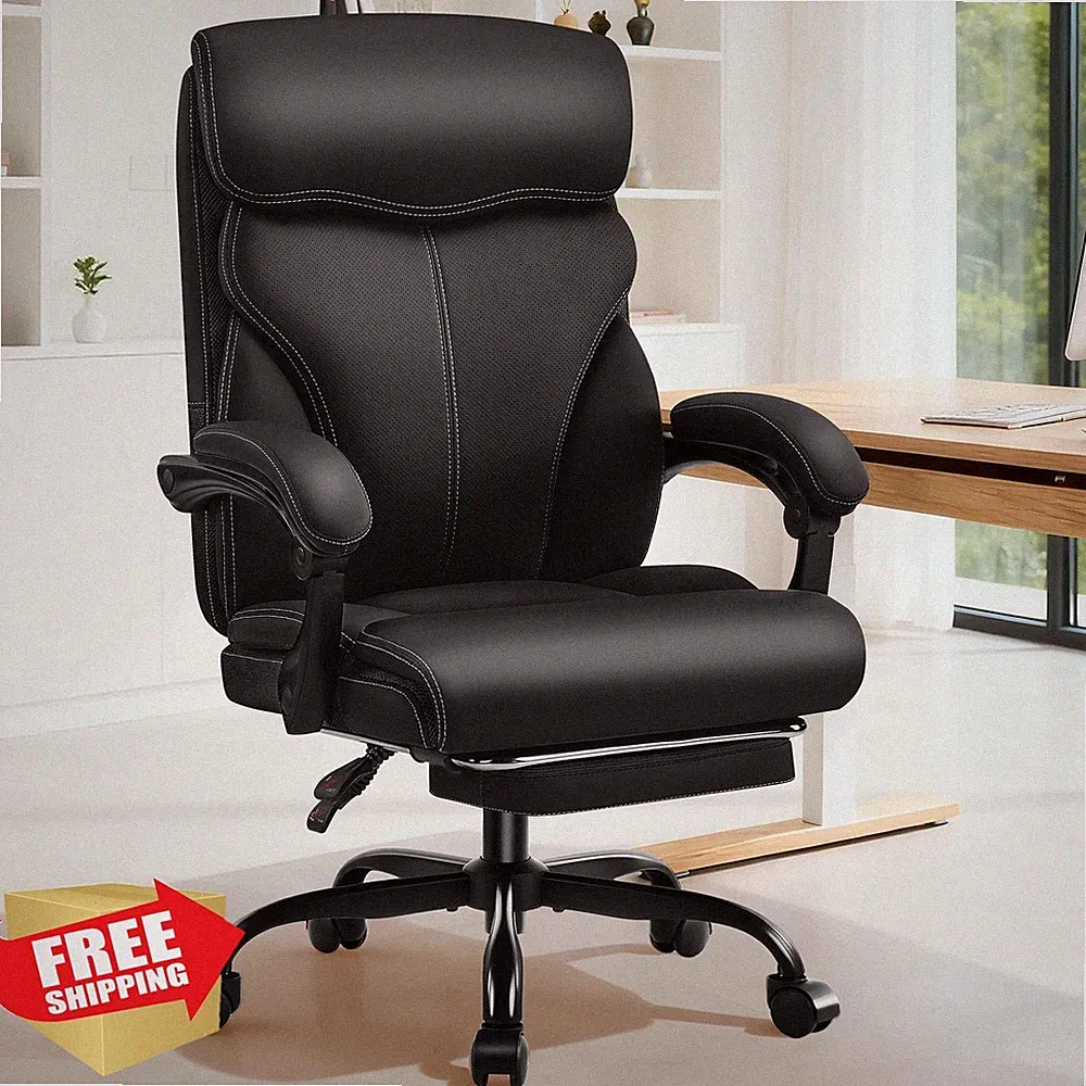 New Listing AreShark Ergonomic Office Chair High Back Foot Rest Lumbar Support Swivel Black